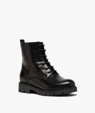 Boots fille en cuir uni style godillots à semelle crantée vue2 - GEMO (ENFANT) - GEMO