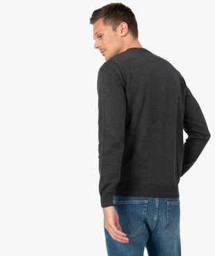 Pull homme à col rond en coton vue3 - GEMO (HOMME) - GEMO