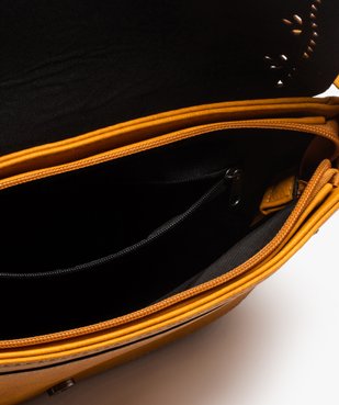 Sac besace femme uni souple à rabat ajouré vue3 - GEMO (ACCESS) - GEMO
