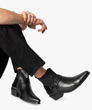 Boots homme unis zippés style santiags vue1 - GEMO(URBAIN) - GEMO