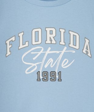Tee-shirt fille court avec inscription vue2 - GEMO (JUNIOR) - GEMO