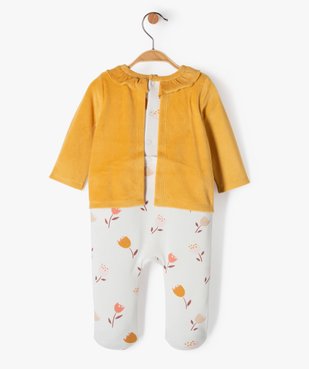 Pyjama bébé fille bimatières effet 2 en 1 vue4 - GEMO(BB COUCHE) - GEMO
