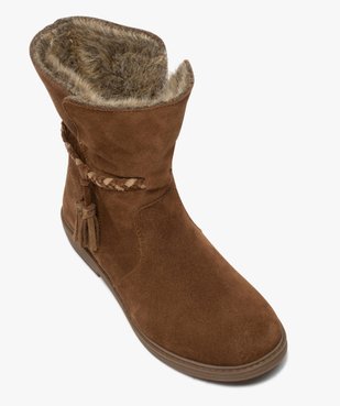 Boots fille unies en cuir fermeture zippée et doublure douce vue5 - GEMO (ENFANT) - GEMO