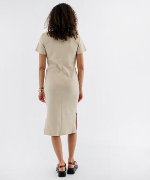 Robe longue moulante en maille de coton stretch côtelée femme vue3 - GEMO 4G FEMME - GEMO