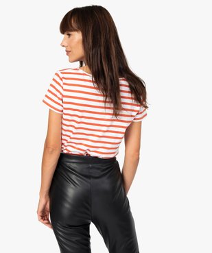 Tee-shirt femme imprimé à manches courtes 100% coton biologique vue3 - GEMO(FEMME PAP) - GEMO