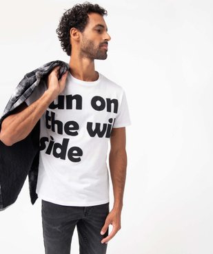 Tee-shirt homme à manches courtes avec inscriptions XXL vue1 - GEMO (HOMME) - GEMO