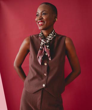 Foulard carré en satin imprimé léopard femme vue3 - GEMO (ACCESS) - GEMO