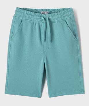 Bermuda uni en maille French Terry avec ceinture ajustable garçon vue1 - GEMO 4G GARCON - GEMO
