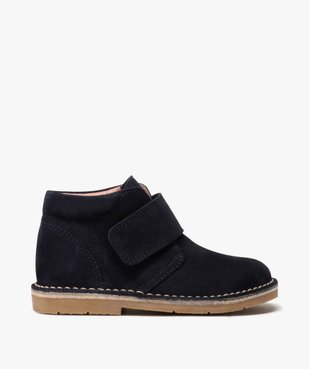 Boots enfant unis en cuir à fermeture scratch vue1 - GEMO (ENFANT) - GEMO