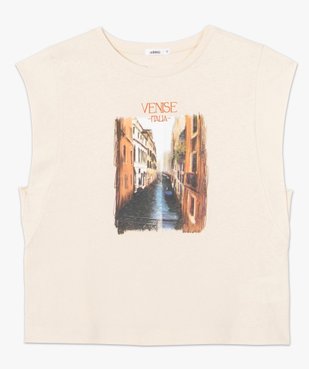 Tee-shirt femme sans manches avec motif sur le buste vue4 - GEMO(FEMME PAP) - GEMO