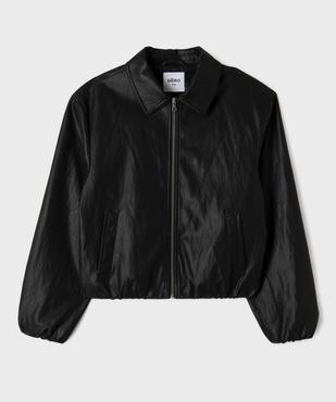 Veste courte à col chemise en cuir imitation femme vue1 - GEMO (JUNIOR) - GEMO