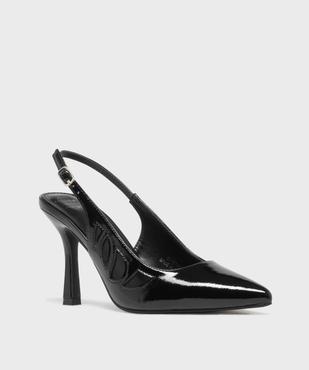 Escarpins slingback vernis à talon fin et détails ajourés - Follow Me vue2 - FOLLOW ME - GEMO