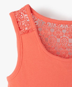 Débardeur fille côtelé avec dos en dentelle brodée vue2 - GEMO (ENFANT) - GEMO