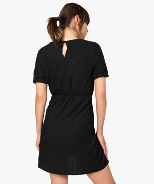 Robe femme à manches courtes avec bas façon portefeuille vue3 - GEMO(FEMME PAP) - GEMO