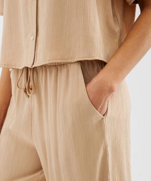 Pantalon large et fluide en viscose froissée femme vue2 - GEMO 4G FEMME - GEMO