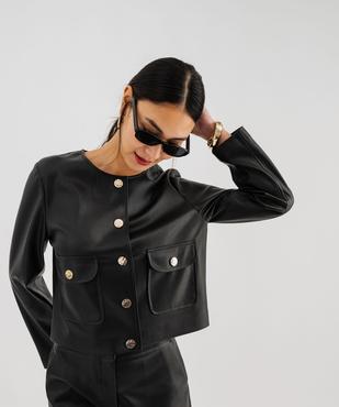 Veste courte imitation cuir avec boutons fantaisie femme vue1 - GEMO(FEMME PAP) - GEMO