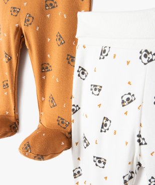 Pantalon bébé en maille souple imprimée pandas avec pieds (lot de 2) vue2 - GEMO 4G BEBE - GEMO