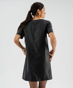 Robe courte manches courtes en cuir imitation femme vue4 - GEMO(FEMME PAP) - GEMO