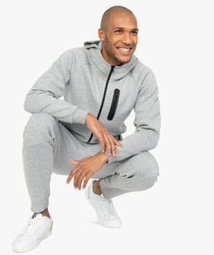 Sweat homme zippé à capuche et poches zippées vue2 - GEMO (HOMME) - GEMO