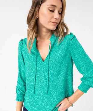 Blouse imprimée à manches longues avec détails froncés femme vue2 - GEMO(FEMME PAP) - GEMO