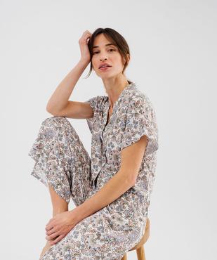 Haut de pyjama forme chemise à manches courtes femme vue1 - GEMO 4G FEMME - GEMO