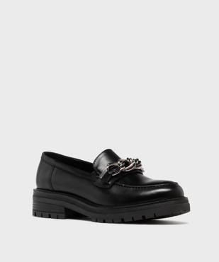 Mocassins dessus cuir avec chaine et semelle crantée femme - Tanéo vue2 - TANEO - GEMO