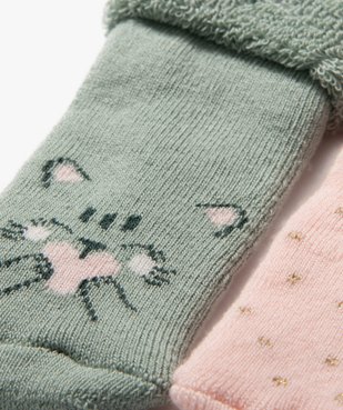 Bottons en coton avec intérieur bouclette bébé fille (lot de 2) vue2 - GEMO 4G BEBE - GEMO