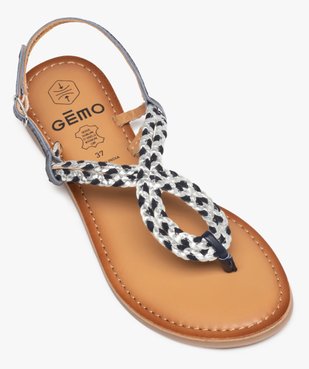 Sandales femme à talon plat et brides tressées en cuir vue5 - GEMO (CASUAL) - GEMO