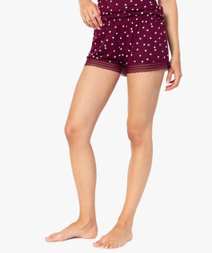 Short de pyjama femme en maille fluide avec bas en dentelle vue1 - GEMO(HOMWR FEM) - GEMO