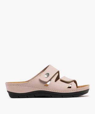 Mules femme confort unies dessus cuir à brides scratch  vue7 - G'FLEX - GEMO