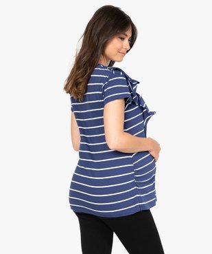 Tee-shirt de grossesse rayé à message et volants vue3 - GEMO (MATER) - GEMO