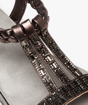 Sandales femme ornées de strass avec brides élastiquées vue6 - GEMO (CASUAL) - GEMO