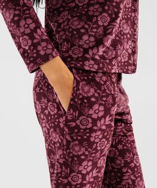 Pyjama en velours ras extensible à motif fleuri femme vue5 - GEMO(HOMWR FEM) - GEMO