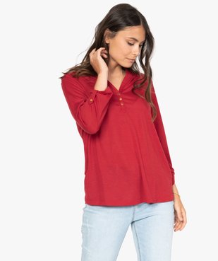 Tee-shirt femme à manches longues et dos dentelle vue1 - GEMO C4G FEMME - GEMO