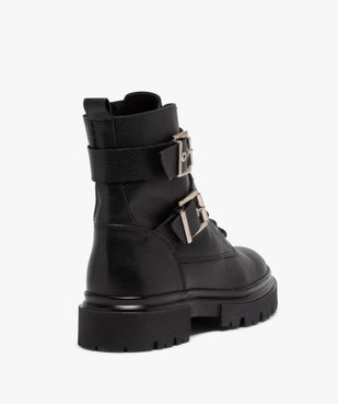 Bottines femme à talon large dessus cuir style rock vue4 - GEMO (CASUAL) - GEMO