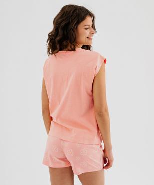 Pyjashort en coton imprimé femme vue3 - GEMO 4G FEMME - GEMO