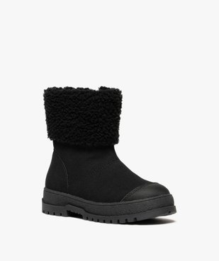 Boots fille fourrées dessus en suédine avec col sherpa et à zip vue3 - LOVELY WINGS GEMO FOR GOOD - GEMO