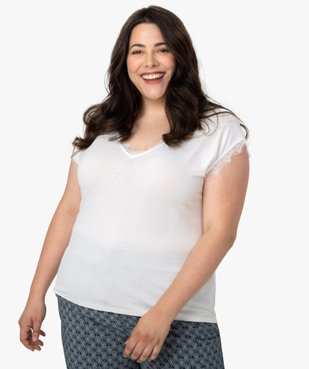 Tee-shirt femme sans manches avec finitions dentelle vue1 - GEMO (G TAILLE) - GEMO
