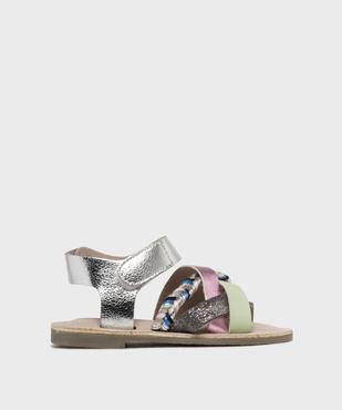 Sandales en cuir à brides fantaisie et scratch fille - Alma Planète vue1 - ALMA - GEMO