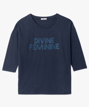 Tee-shirt femme à manches ¾ avec message vue4 - GEMO(FEMME PAP) - GEMO