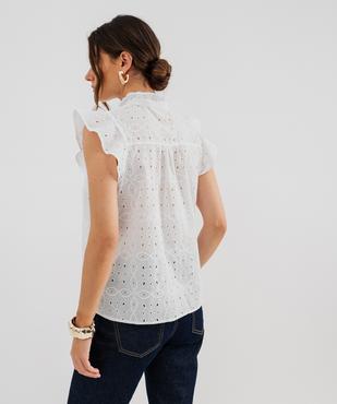 Blouse en coton ajourée avec fronces et volants femme vue3 - GEMO(FEMME PAP) - GEMO