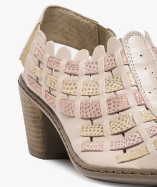 Escarpins femme confort dessus cuir tressé vue6 - GEMO(URBAIN) - GEMO