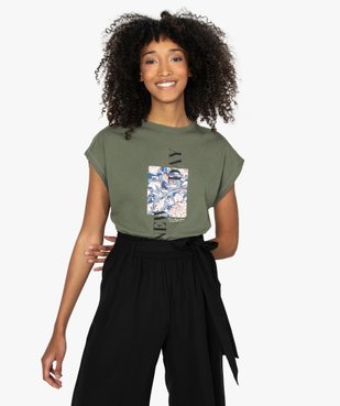Tee-shirt femme à manches courtes avec motif fleuri vue1 - GEMO C4G FEMME - GEMO