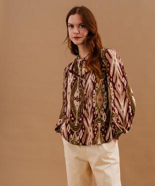 Blouse manches longues fluide à col montant noué femme vue5 - GEMO(FEMME PAP) - GEMO