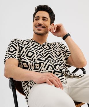 Chemise manches courtes et col cubain à motifs graphiques homme vue3 - GEMO 4G HOMME - GEMO