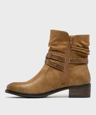 Boots femme à petit talon avec col effet plissé et brides fantaisie vue9 - EMILIA ROSA G4G - GEMO