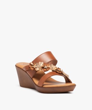 Mules femme compensées avec bride à fleurs vue2 - GEMO(URBAIN) - GEMO