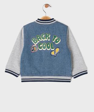 Veste en jean teddy à fermeture pressionnée bébé garçon vue3 - GEMO(BEBE DEBT) - GEMO