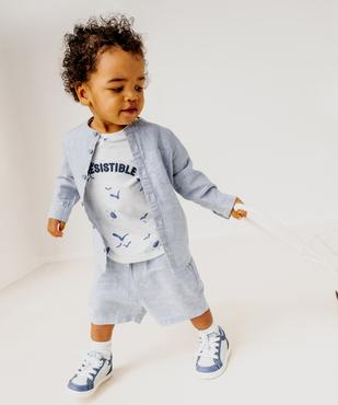 Short en lin et coton avec taille ajustable bébé garçon vue4 - GEMO(BEBE DEBT) - GEMO