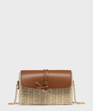 Sac besace compact en paille à bandoulière chaîne femme vue1 - GEMO (ACCESS) - GEMO
